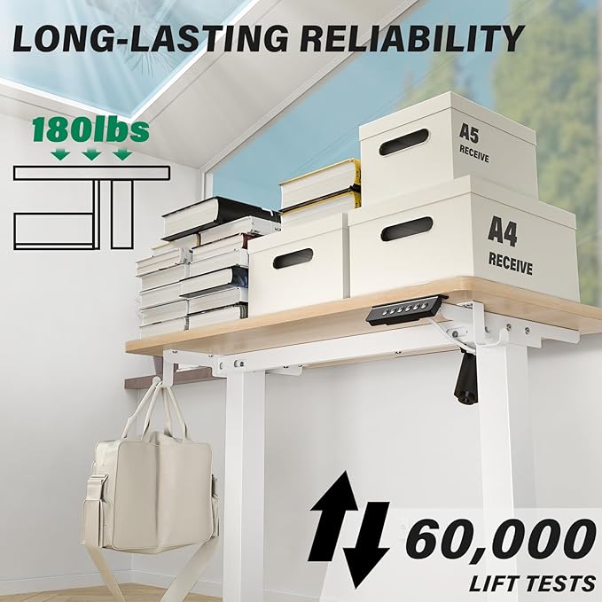 Kingant Standing Desk Height Adjustable Small Electric Stand Up Desks [40 x 24 Inch] - Ergonomic Sit Stand Desk Rising Desks for Home Office Computer Desk Workstation with Cable Management