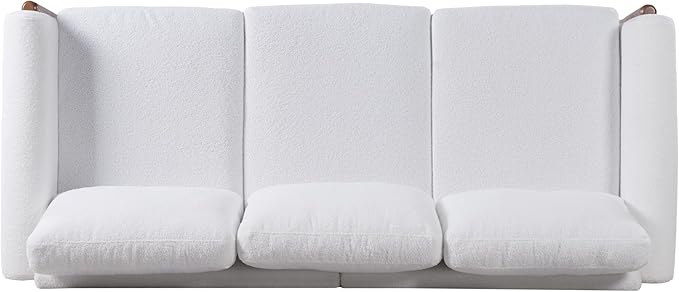 Christopher Knight Home Yadil Teddy Fleece Upholstered 3 Seater Sofa Couch Wooden Home Sofa Living Room Comfy Cloud Couch for Bedroom Home Office Cream White