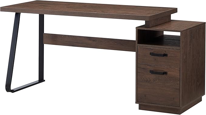Home Office Computer Desk with DrawersHanging Letter Size Files 65 inch Writing Study Table with Drawers