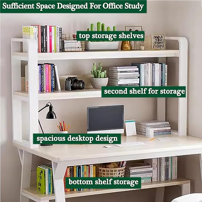 Computer Desk with Hutch and BookshelfHome Office Desk Study Writing Desk for Small SpaceWood Pc Table with Storage Shelves Modern Gaming Desk(39 inch Black)