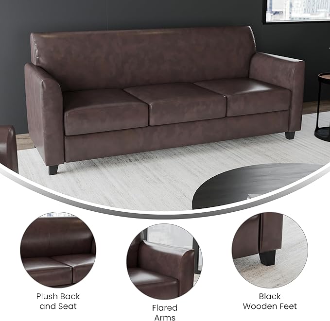 Flash Furniture HERCULES Diplomat Series Brown LeatherSoft Sofa