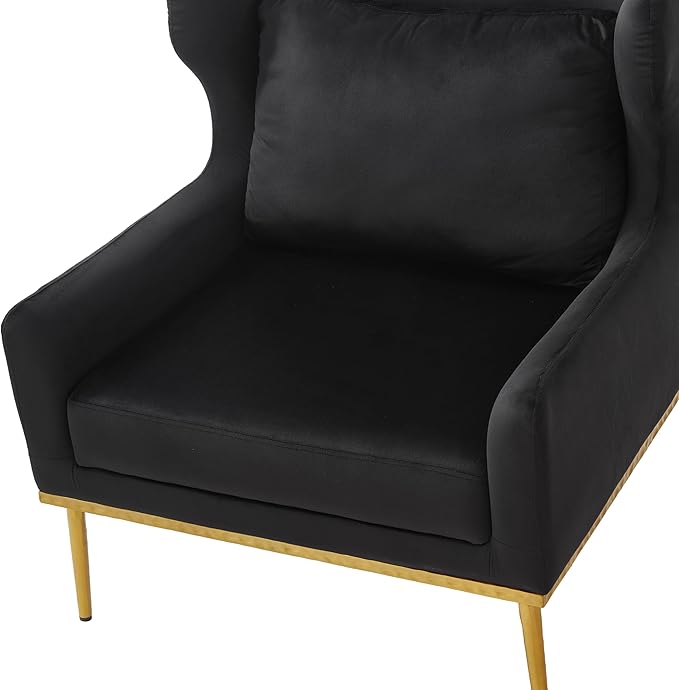 Christopher Knight Home Vincenzo Reading Single Sofa Upholstered Club Chair Velvet Accent Chair Single Lounge Curved Armchair Comfort Seating Armchair Sturdy Iron Legs for Living Room Black