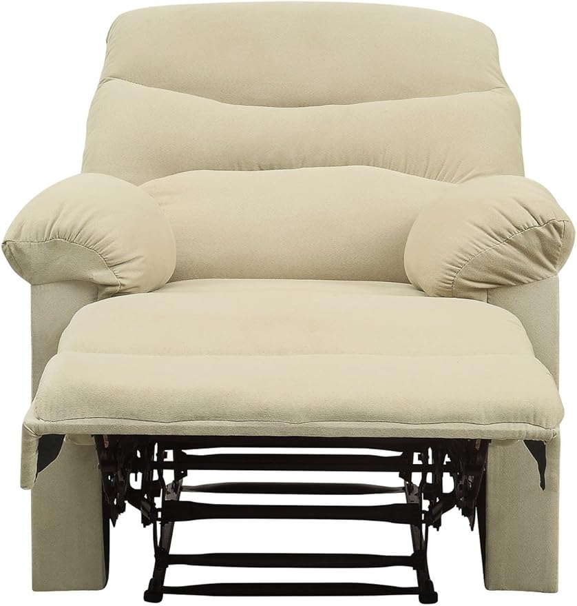 Beige Microfiber Recliner Chair with Pillow Top Armrests - Comfortable &amp Stylish Relaxing Chair for Living Room