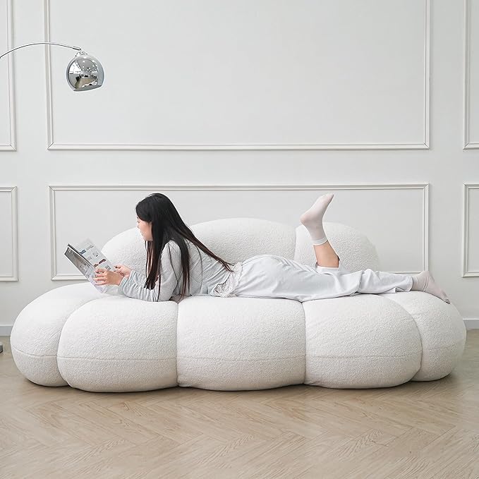 JACH Cloud Shaped Couches for Living Room Modern Comfy Upholstered Sofa Cloud Shaped Leisure Sofa Upholstered Couch for Bedroom Apartment Small Space (White No Assembly Required)