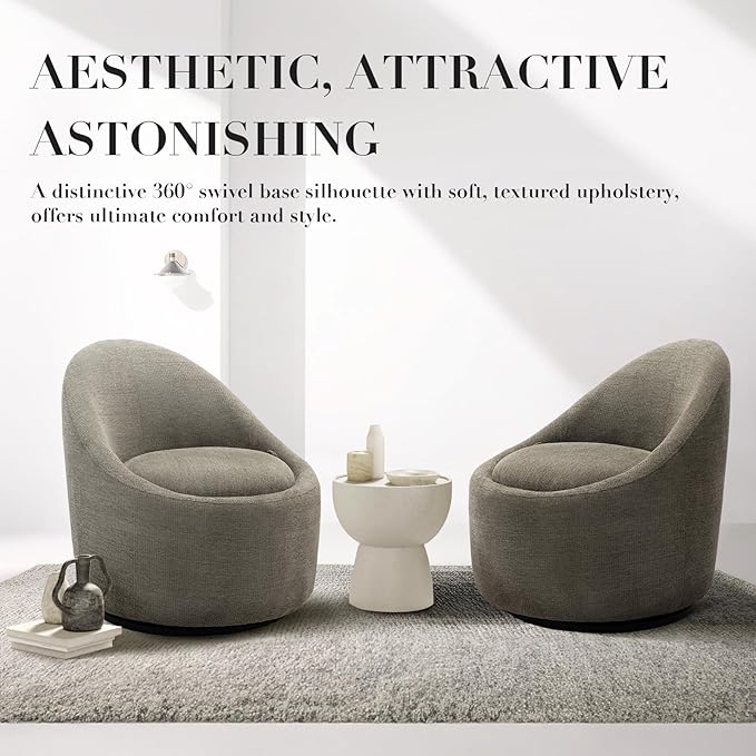 COLAMY Swivel Accent Chair Set of 2 360° Swivel Round Chair with Hidden Storage Modern Small Barrel Armchair for Living Room/Bedroom Green Textile Material