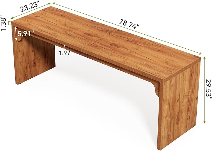 LITTLE TREE Two Person Desk 78.7 Inches Extra Long Computer Desk Wooden Brown Office Double Desk for 2 People Large Rectangular Writing Study Simple Desk Workstation for Home Office