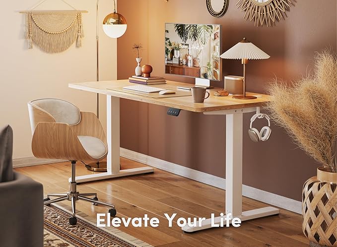 FEZIBO Electric Standing Desk 48 x 24 Inches Height Adjustable Stand up Desk Sit Stand Home Office Desk Computer Desk Maple