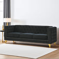 80.5 Chesterfield Velvet Sofa for Living Room3-Seater Sofa Loveseat Tufted Couch with Two PillowsRolled Arms and Nailhead for Living RoomBedroomOfficeBlack