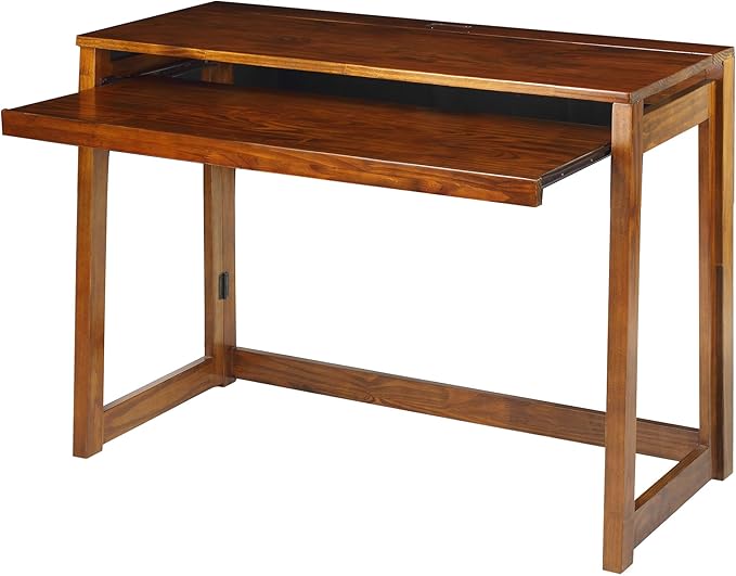 Folding Desk with Pull-Out &amp USB Port-Warm Brown