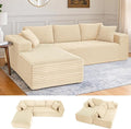 LUCKLIFE Modular Sectional Couch with L-Shape ChaiseCorduroy Upholstery Boneless Couches for Living RoomOversized Sleeper SofaNo Assembly Required (Beige L Shape with Left Facing Chaise)