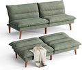 LINSY Futon Sofa Bed: Corduroy Futon Couch with Adjustable Backrest Comfy Loveseat Convertible Folding Sleeper Sofa Couches for Small Spaces Living Rooms Apartment Office Green