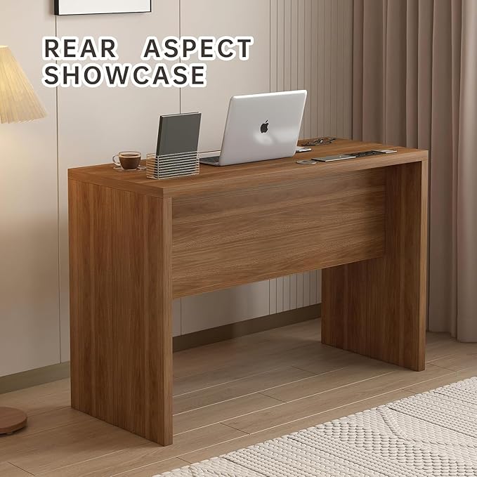 Executive Desk with Drawers Computer Desk with Drawers with Pre-Embedded Slots 55 inch Modern Walnut Home Office Desk with Charging Station for Study Living Room Bedroom
