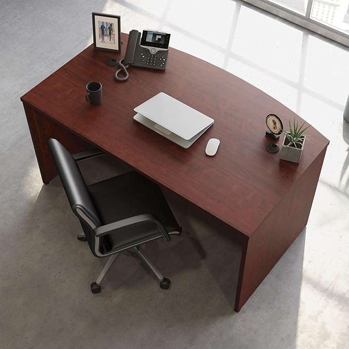 OfficeWorks by Sauder Affirm 60'' Bow Front Desk Shell L: 59.06'' x W: 34.25'' x H: 29.29'' Classic Cherry Finish
