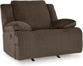 Signature Design by Ashley Top Tier Rocker Recliner Pull Tab Recliner Fabric Upholstery Attached Foam Cushions 50 W x 40 D x 41 H Dark Brown