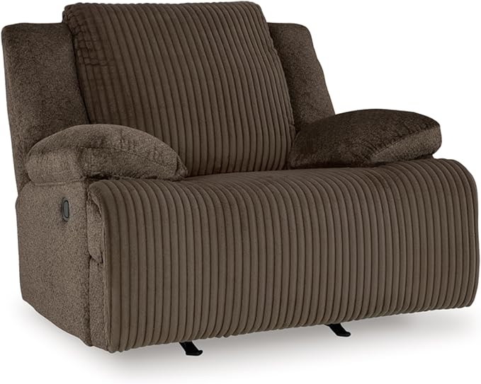Signature Design by Ashley Top Tier Rocker Recliner Pull Tab Recliner Fabric Upholstery Attached Foam Cushions 50 W x 40 D x 41 H Dark Brown