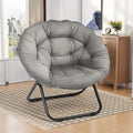 Folding Saucer Chairs for Living Room Circle Chairs with Faux Fur Moon Saucer Chairs for Adults Dorm Reading (Gray)