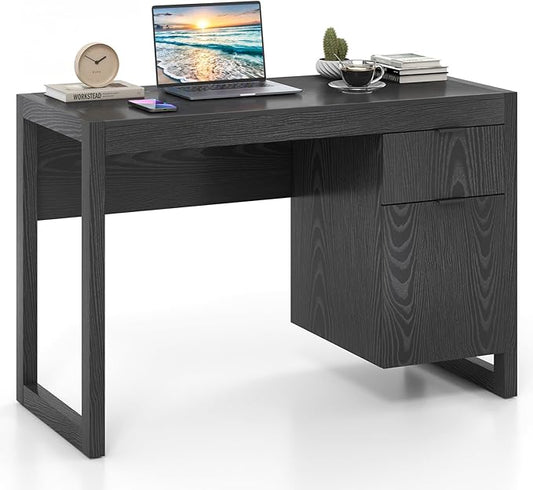 Giantex Computer Desk with Drawer &amp Storage Cabinet Wooden Home Office Desk Modern Executive Laptop PC Table Computer Workstation Study Writing Desk for Home Office Bedroom Living Room