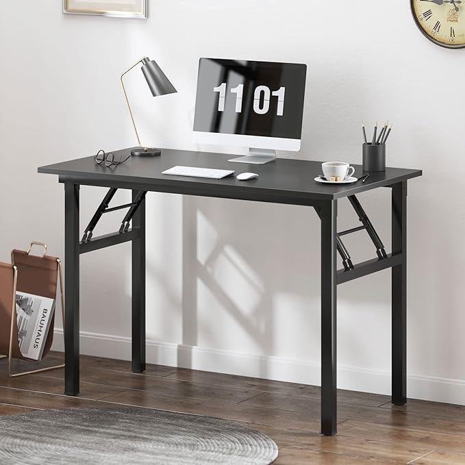SDHYL 39 inchesNo Assembly Foldable Computer Desk for Home Office Workstation Study and Writing Black