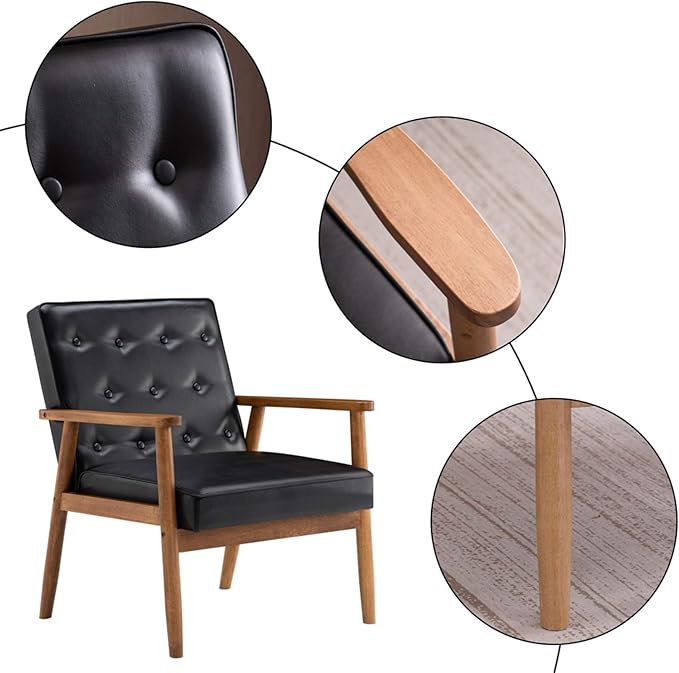 Black Office Chairs Sofa ChairComfy Club Chair Living Room ChairsWorkshop Chair Reading Chair for BedroomSide Chair for Living RoomBedroomOffice Modern Decorative Side Chair 75 x 69 x 84CM
