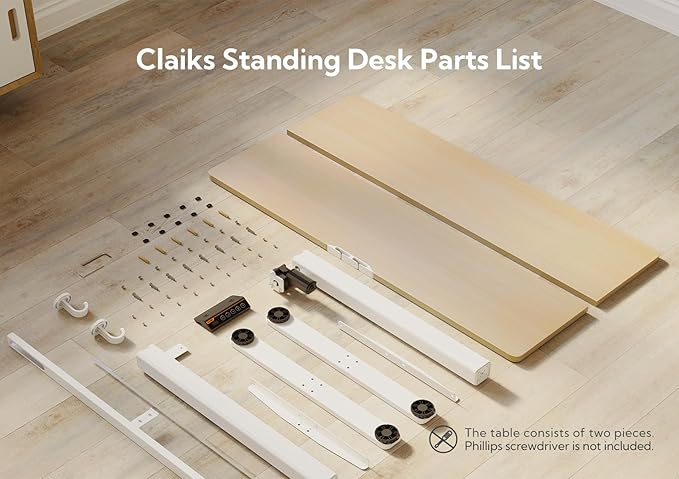 Claiks Electric Standing Desk Adjustable Height Stand up Desk 40x24 Inches Sit Stand Home Office Desk with Splice Board White Frame/Nature Top