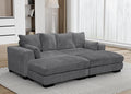 Legend Vansen Modular Sectional Couch Upholstered Corduroy Sofa with Deep Seat and Widened ArmrestsComfy Sectional Couches for Living RoomBedroom (Grey 4 Seat Sofa)