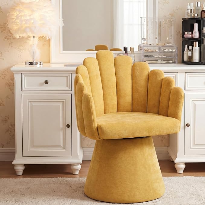 Modern 360 Degree Swivel Accent Chair with Armrest Living Room Barrel Chair with Curve Back and Soft Cushion Comfy Round Reading Armchair Single Sofa for/Bedroom/Waiting Room Yellow
