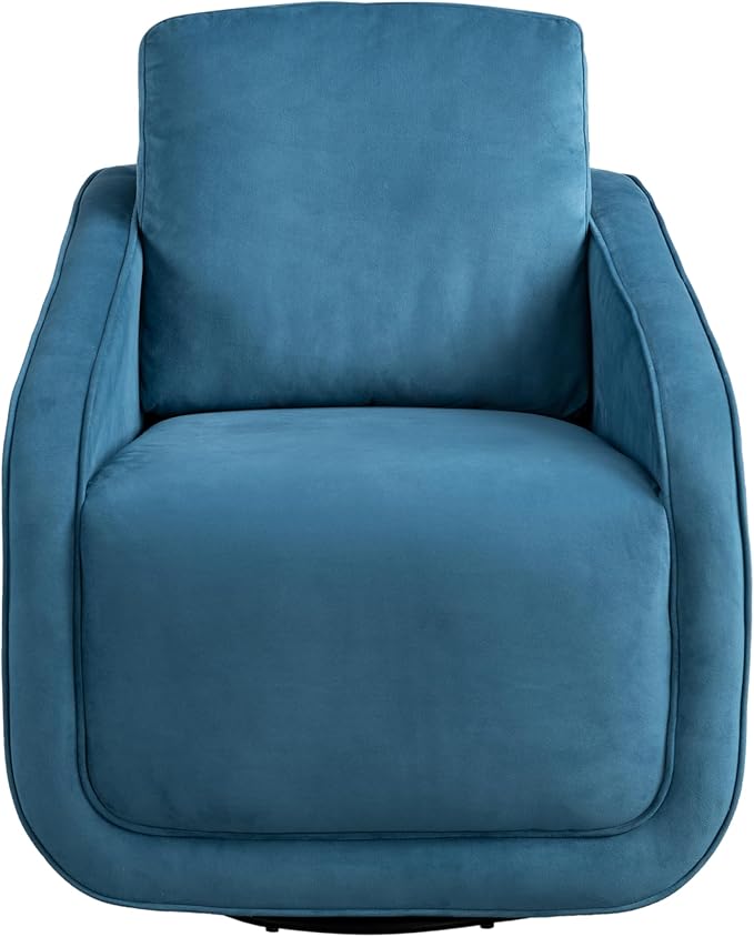 Studio Living® Lydia 35.3 Swivel Accent Chair Modern Boho Fully Assembled Pocket Coil Comfort Round Swivel Base Leg Soft Velvet Fabric Blue