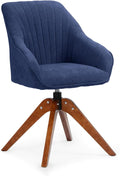 Athena Collection Modern Accent Chair Comfy Swivel Reading Chair for Adults Soft Upholstered Fabric Armchair with Wooden Legs for Living Room Bedroom Dorm Office Blue