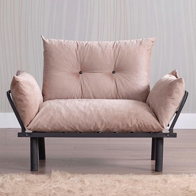 49 Mini Couch with Mattress Included Small Loveseat Sofa Chair for Small Space Oversized Accent Chair and a Half Metal Frame (Beige)