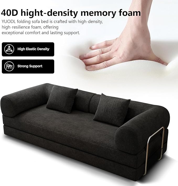 78.8 Modular Sofa Bed - 4-in-1 Convertible Design with Corduroy Fabric and High Density Sponge Removable Cover and Fixed Frame