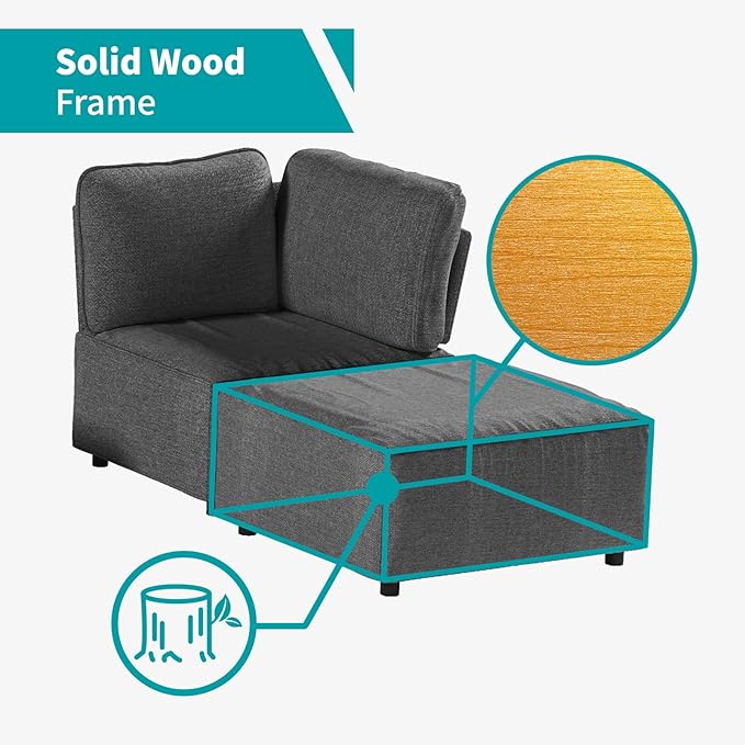 BALUS 120 Sectional Sofa for Living RoomU Shaped Modular Sofa Couch with Ottoman 6-Seat Oversized Sleeper Sofas Deep Seat for Apartment Home OfficeLinen Fabric Gray