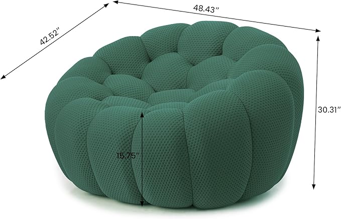 WJShome Bubble Couch49.21'' Single SofaMesh Fabric Lazy Floor Sofa 3D Honeycomb Shape Curved Couch for Living Room Office Apartment (Green 48.43 D)