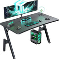 HLDIRECT 40 Inch Gaming Desk Small Computer Gaming Desk Table with Cable Management Ergonomic A Shape Modern Carbon Fiber Gamer Table Pc Workstation Home Office Desks for Small Space Black