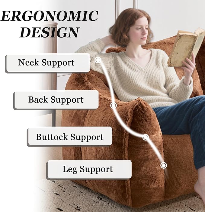 75 Inch Loveseat Bean Bag Couch for Adults Oversized Compressed Boneless Sofa Couch in a Box for Living Room Bedroom Apartment Soft FluffyNo Assembly (Brown)
