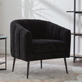 Modern Accent Chair Chenille Upholstered Accent Single Sofa with Metal Legs Tufted Lounge Chair with Wraparound Backrest Leisure Armchair for Living Room Office (Black)