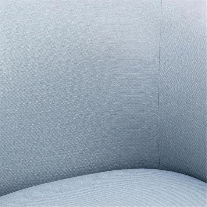Elm Transitional Woven Polyester Fabric Upholstered Skirted 360-Degree Swivel Accent Chair with Narrow Slope Arm Metal Base in Sky Blue Finish