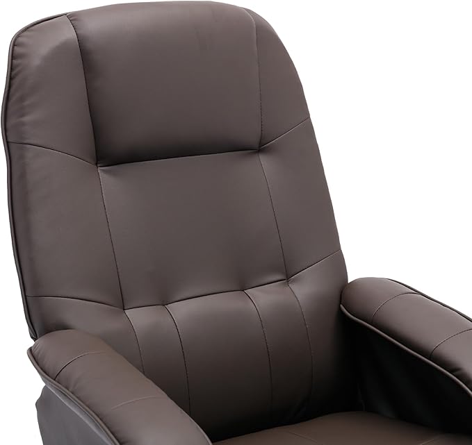 Recliner Chair with Ottoman Swivel Recliner Chair with Wood Base for Livingroom Bedroom Faux Leather BeigeGrey