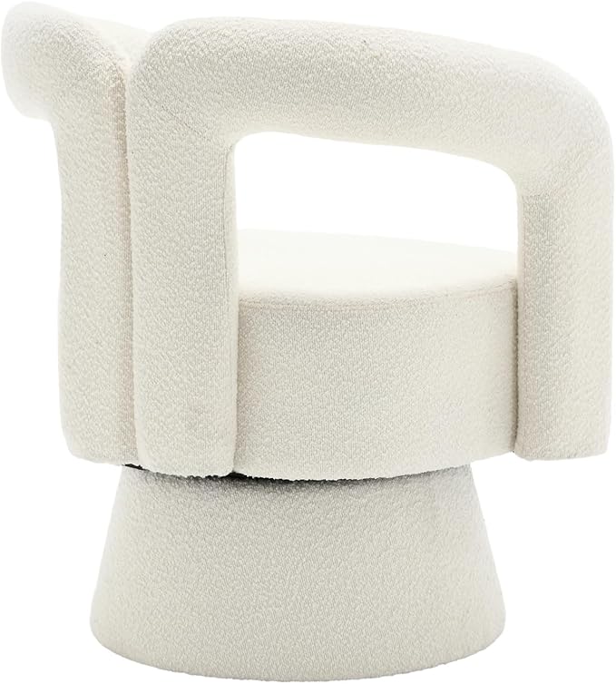 360 Degree Swivel Cuddle Barrel Accent Chairs Round Armchairs with Wide Upholstered Fluffy Fabric Chair for Living Room Bedroom Office Waiting Rooms (Beige)