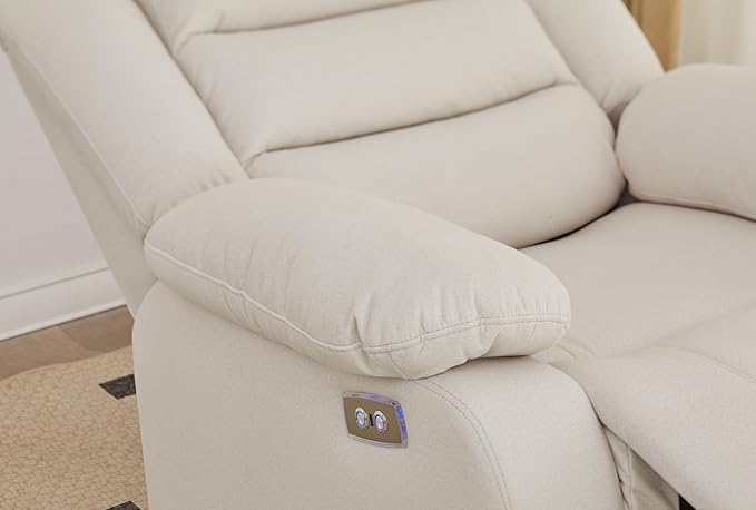 Power Recliner Chair Recliner for Adults Upholstered Soft Fabric Reclining Sofa Chair for Living Room(Beige)