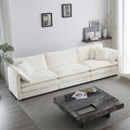 KIVENJAJA Chenille Modular Sectional Couch Modern 3 Seater Comfy Deep Seat Cloud Sofa with 5 Pillows for Living Room Bedroom Office Apartment 111.5”W Beige