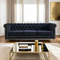 84 Velvet Sofa with Gold Legs Luxury Tufted Couch for Living Room Chesterfield Sofa with Thick Cushion Wide Armrest High-Density Foam Gold Strip Trim (Black)