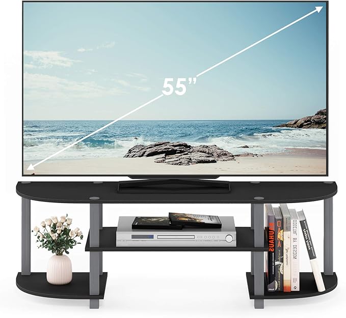 Furinno Turn-S-Tube Wide TV Entertainment Center Black/Grey
