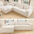 104 Boneless Couch with Chaise Sectional Couches for Living Room L Shaped Couch 4 Seat SofaCompression Sofa for Bedroom Comfy No Assembly Corduroy (White Left)