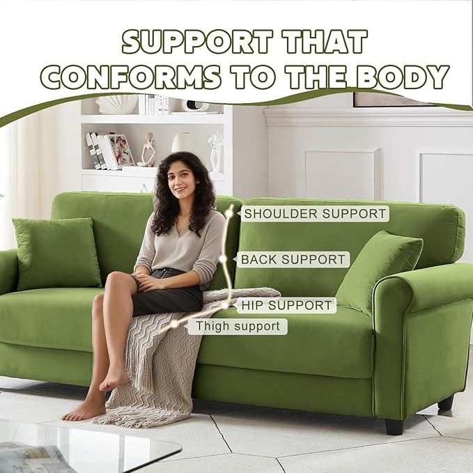 Modern Loveseat Sofa for Living RoomLove Seat with 2 SeaterVelvet Loveseat SofaSmall Couch for Living RoomBedroomOffice and Small Space(Green)