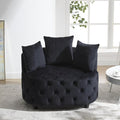 Modern Upholstered Tufted Barrel ChairVelvet Accent Chair with PillowsSingle Armrest Sofa Chair with Legs for Living RoomOfficeBedroom