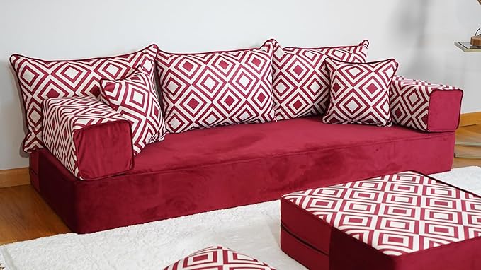 arabicsofa Handmade Turkish Floor Sofa with Backrest Pillows – Arabic Diwan Floor Cushions for Living Room