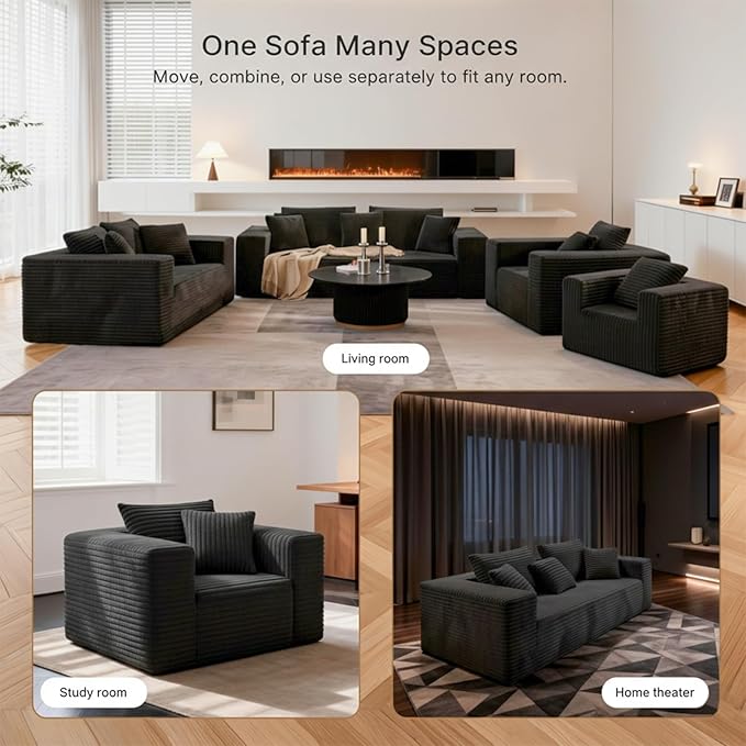 Single Cloud Sofa High Backrest Wider Armrest Memory Foam Boneless Couch Comfy Faux Fur Pillowed Single Seater No Assembly for Small Spaces Bedroom Dorm Office（Dark Gray）