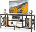 Gizoon TV Stand for 65 Inches TV 59.8'' Entertainment Center with Metal Frame TV Media Console Table with Open Storage Shelves for Living Room Bedroom Black