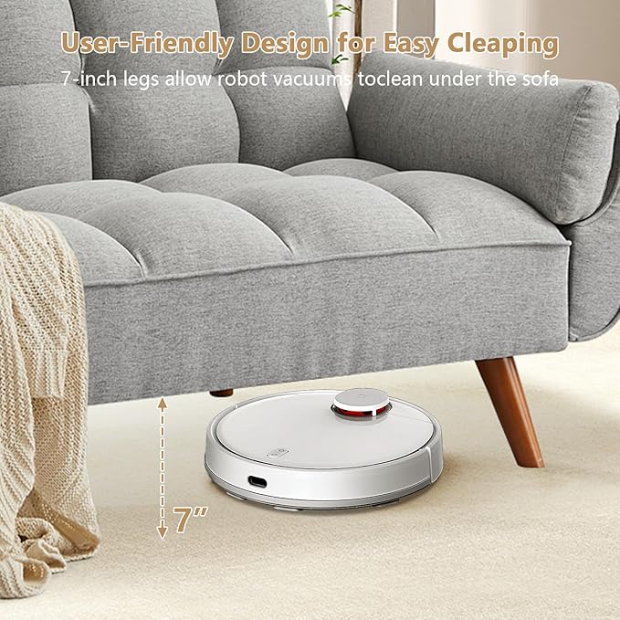 75 Convertible Futon Sofa Bed Sleeper Couch Bed with Adjustable Backrest Small Couches for Small Spaces Living Room Bedroom and Office (Gray)