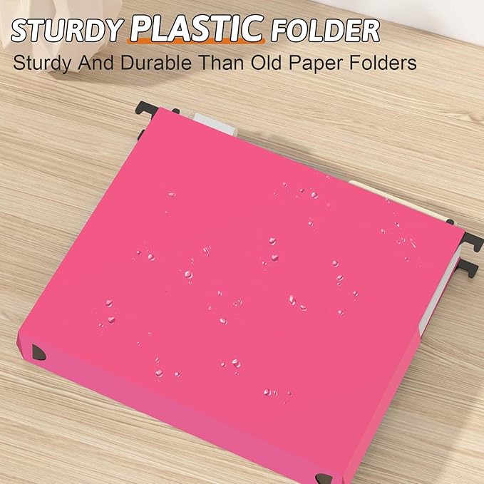 Plastic Hanging File Folders Expanding12 Pack Extra Capacity Hanging File Folder Letter Size2 Inch Expansion Heavy Duty FoldersAdjustable TabsPink Hanging Folders Designed for Bulky Files